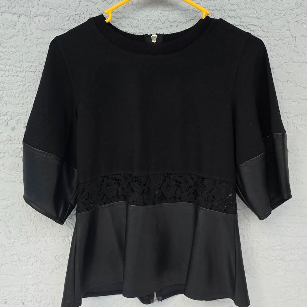 Gracia top faux leather peplum top
